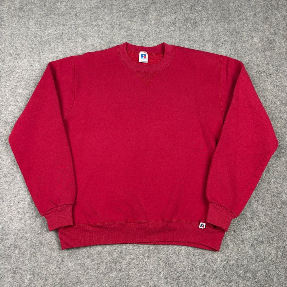 Russell Athletic Sweatshirt Mens M Red Vintage 80s 90s Made in USA Crewneck Boxy